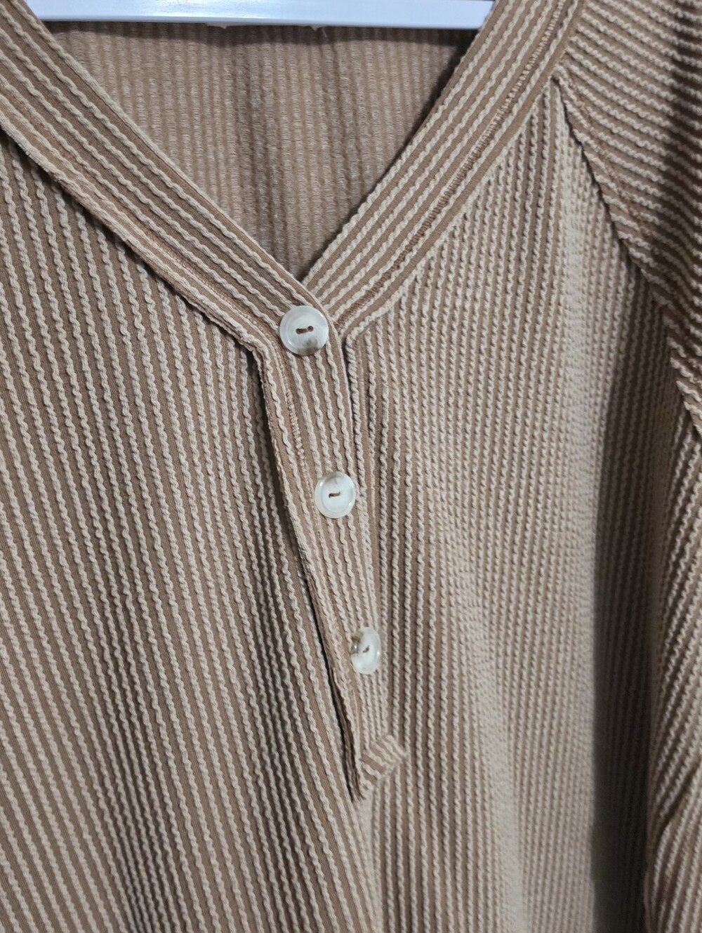 Andree Brown Ribbed Top 2X Short Sleeve Comfy - Picture 4 of 6